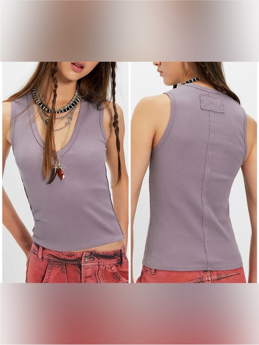 NWOT Free People We The Free Neria Tank - purple dove - XS